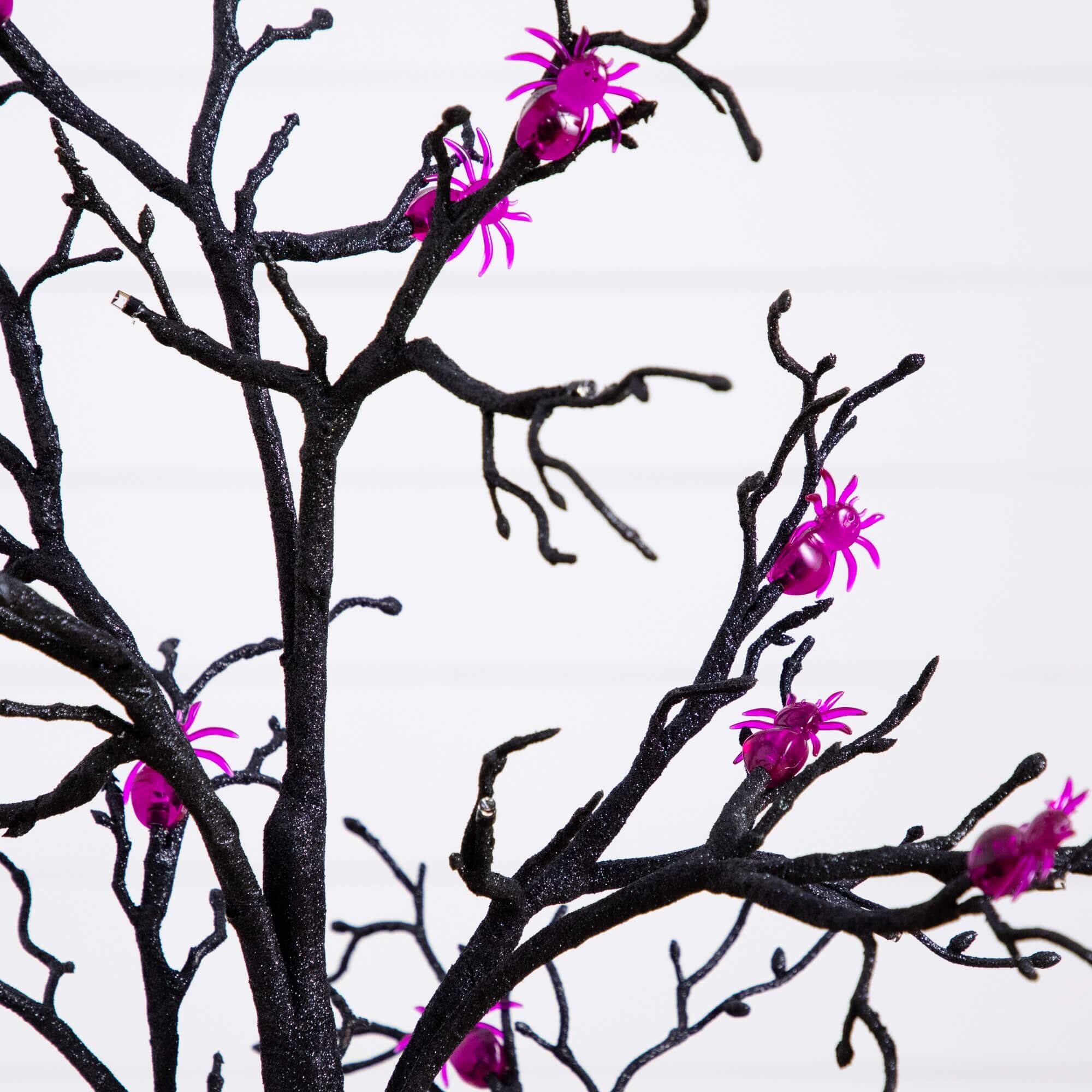 3ft. Pre-Lit Artificial Halloween Spider Twig Tree with 36 Purple LED Lights